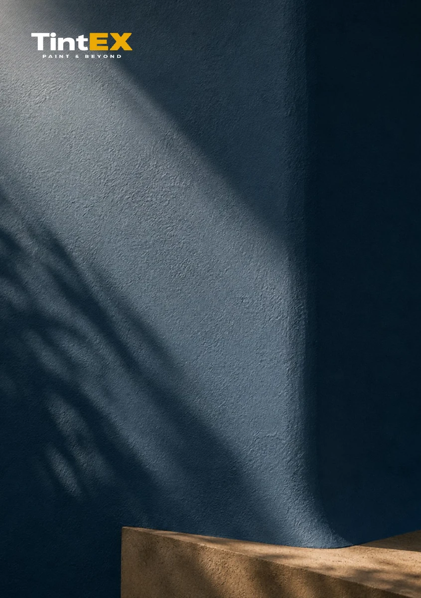 A blue wall and sunlight in supplied TintEX campaign artwork